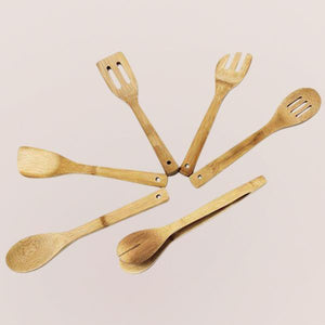Bamboo Kitchen Utensils - 6 Pieces