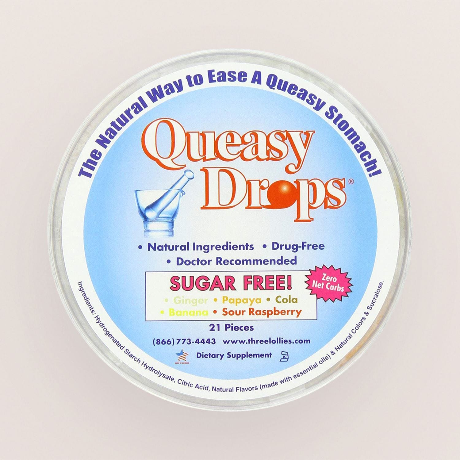 Queasy Drops Sugar Free Nausea Relief Sweets