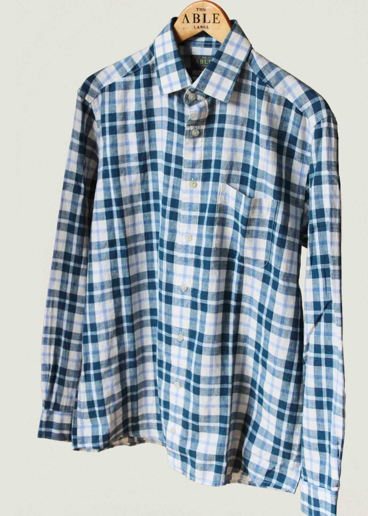 The Able Label Harry Casual Linen Check Velcro Shirt